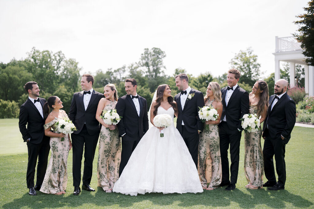 Wedding Party at a Summer Wedding at the Country Club in Cleveland